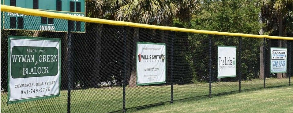 Sponsor banners on the athletic fields